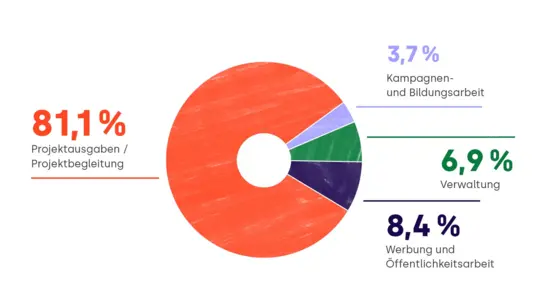 Aufwand 2023 gemäß DZI-Kategorien | Terre des Hommes